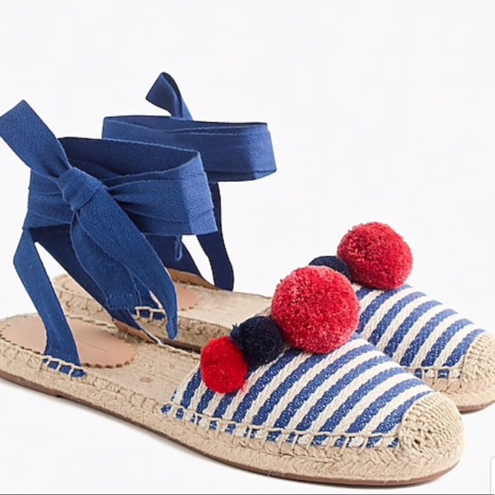 J Crew pom pom espadrilles size 6.5/ 7